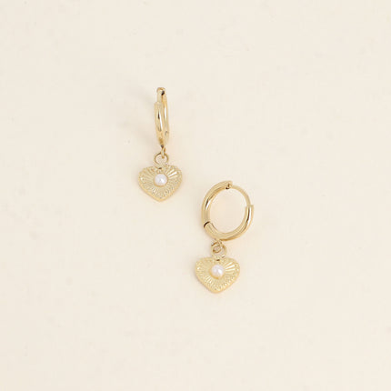 Créoles - pendentif coeur et boule en résine nacrée