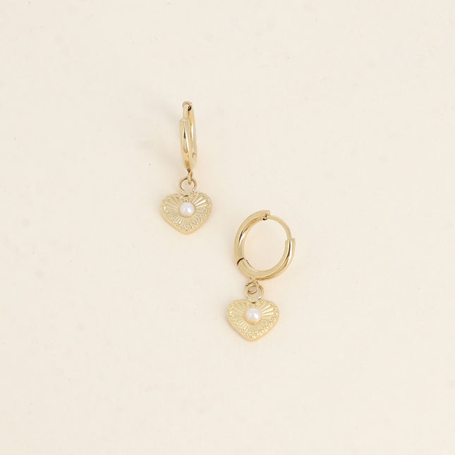Créoles - pendentif coeur et boule en résine nacrée