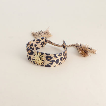 Delphine sliding bracelet - fabric and smiling sun piece