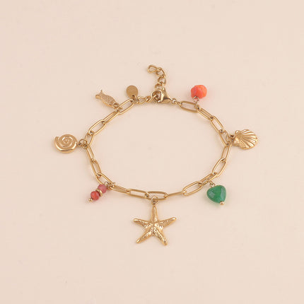 Bracelet - pierres naturelles, coquillages, étoile de mer