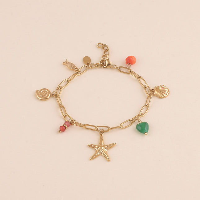 Bracelet - pierres naturelles, coquillages, étoile de mer
