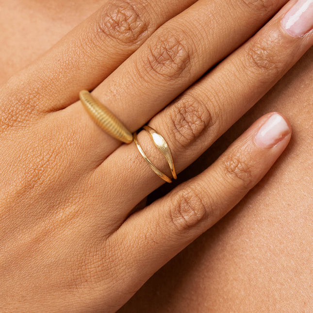 Bague - 2 anneaux fins effet brossé mat