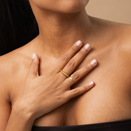 Bague - 2 anneaux fins effet brossé mat