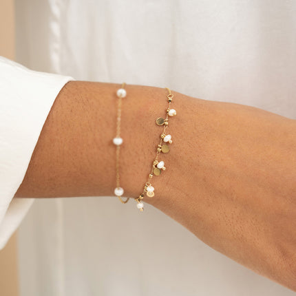 Bracelet - pampilles rondes et perles d'eau douce
