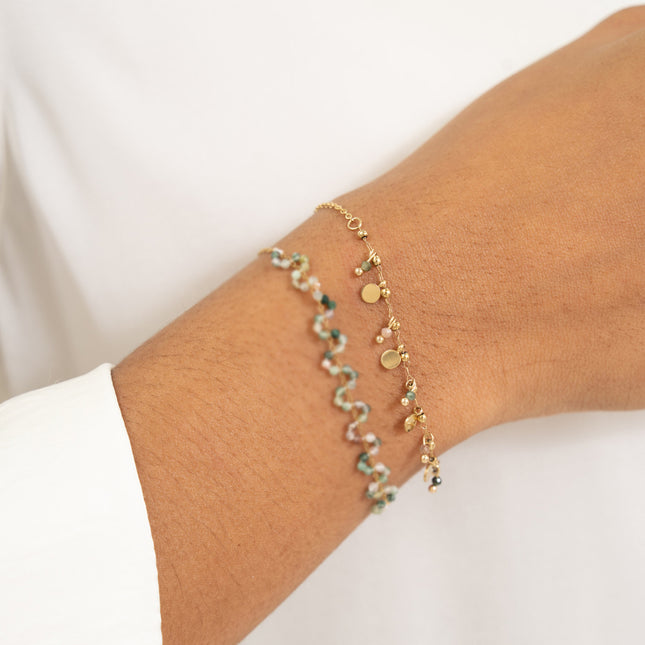 Bracelet - round tassels and natural stones