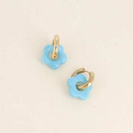 Créoles - fleur en acétate coloré