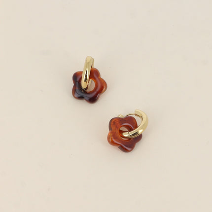 Créoles - fleur en acétate coloré