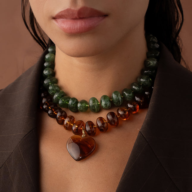 Ziana necklace - resin beads and heart pendant