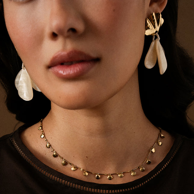 Collier Pelagia - maille tiges et petits coquillages