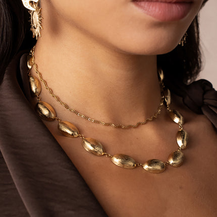 Collier Nilgiri - gros maillons ovales effet brossés et incurvés