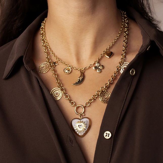 Aglia Necklace - sun, heart, moon, flower, star and clover