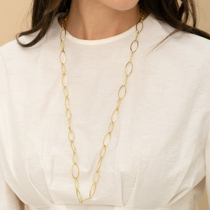 Necklace - alternating oval links, serrated and smooth