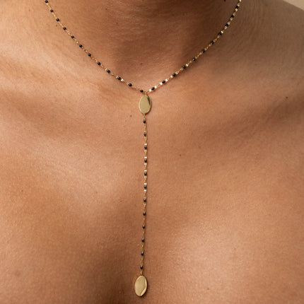 Collier Y - pastilles ovales et chaîne émaillée