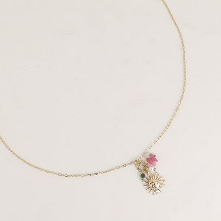 Necklace - sun, natural stones