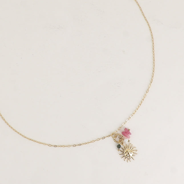 Collier - soleil, pierres naturelles