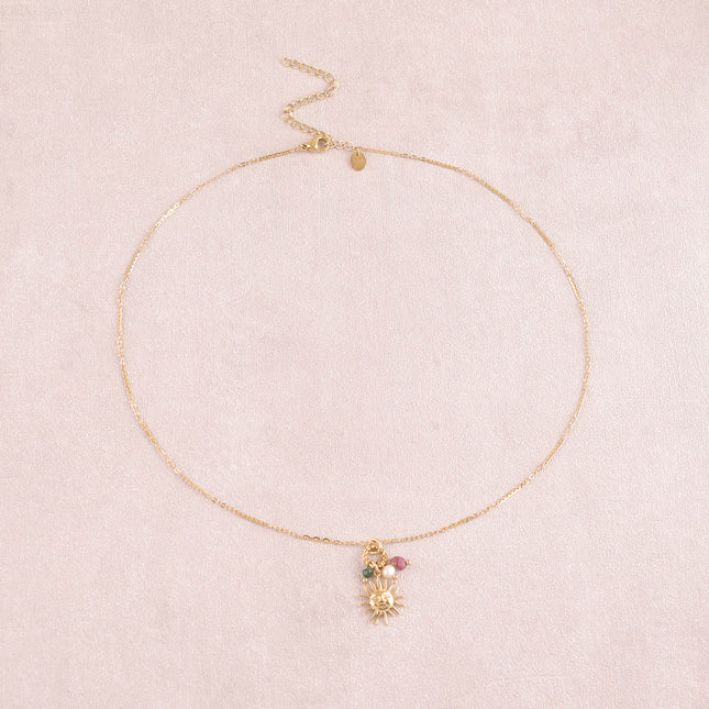 Collier - soleil, pierres naturelles