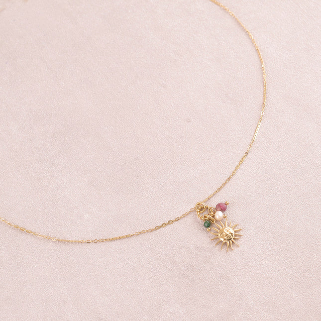 Collier - soleil, pierres naturelles