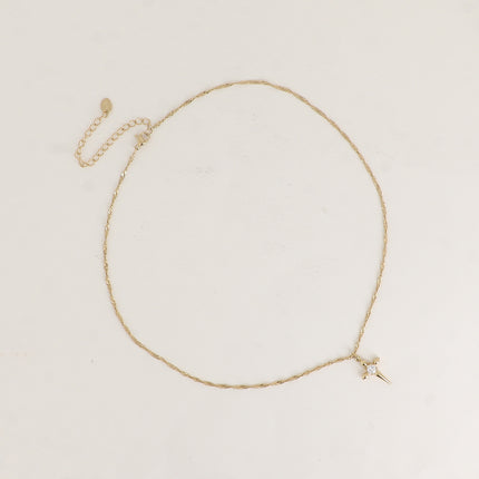 Collier - maille torsadée et croix religieuse avec cristal
