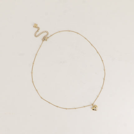 Collier - maille avec boules, coeur avec cristal
