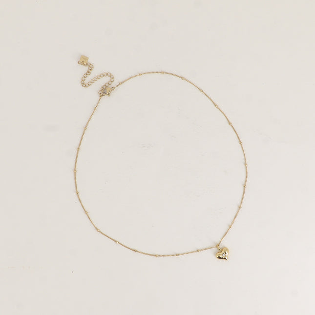 Collier - maille avec boules, coeur avec cristal