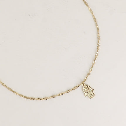 Collier - maille torsadée et main de Fatma
