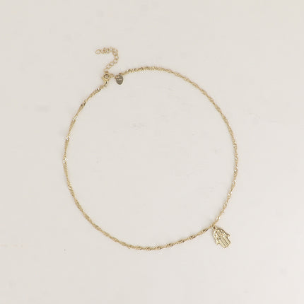 Collier - maille torsadée et main de Fatma