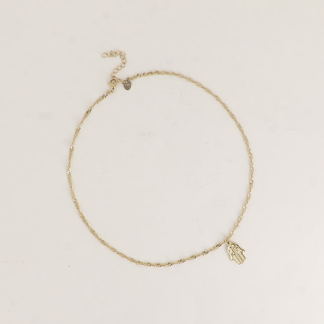 Collier - maille torsadée et main de Fatma