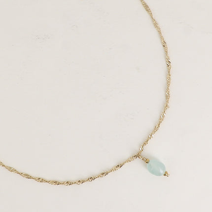 Collier - maille torsadée et pierre naturelle