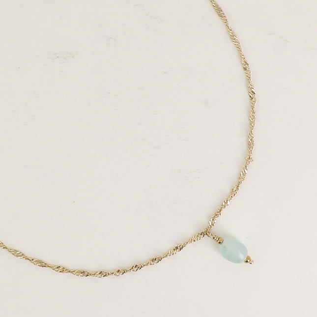 Collier - maille torsadée et pierre naturelle