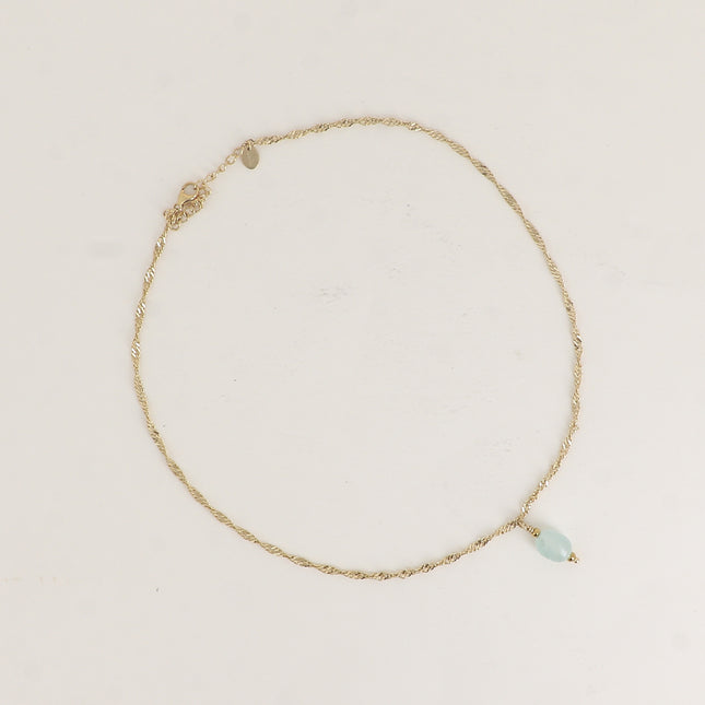 Collier - maille torsadée et pierre naturelle