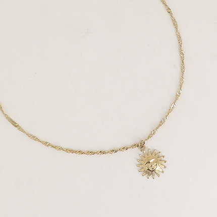 Collier - maille torsadée, soleil avec visage humain