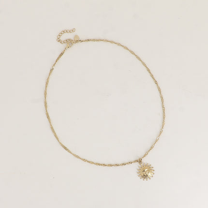 Collier - maille torsadée, soleil avec visage humain