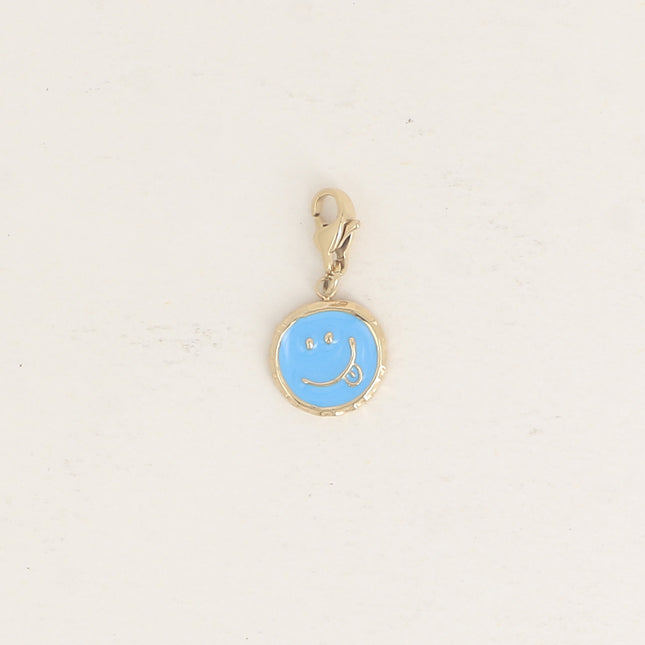 Charm - smiley with tongue out on enamel