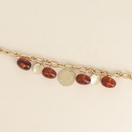 Mocha Bracelet - resin beads and textured round charms