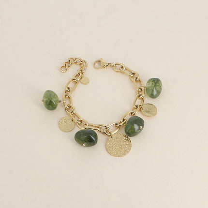Mocha Bracelet - resin beads and textured round charms