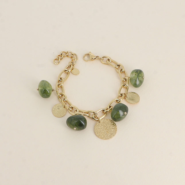 Mocha Bracelet - resin beads and textured round charms