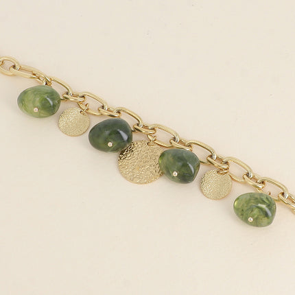 Mocha Bracelet - resin beads and textured round charms