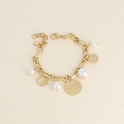Mocha Bracelet - resin beads and textured round charms