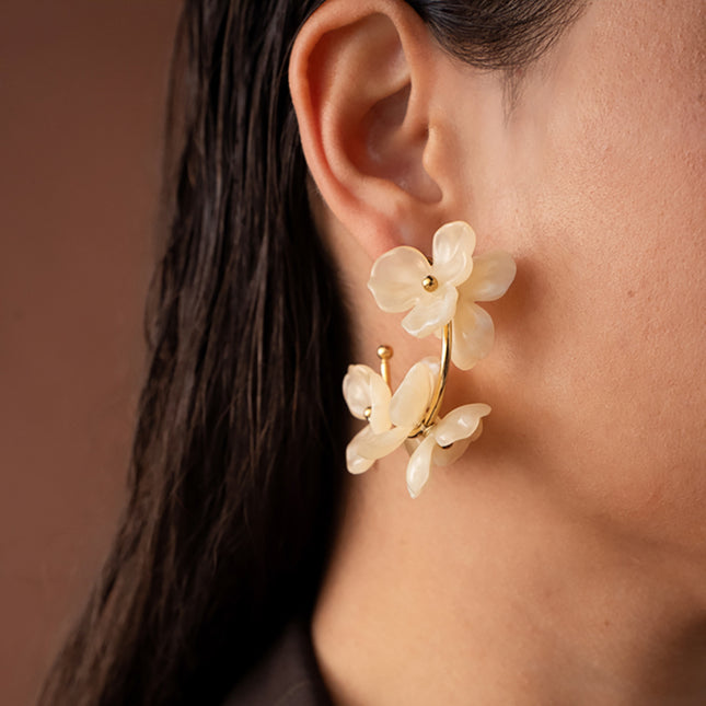 Ise Creole Earrings - 3 colorful resin flowers