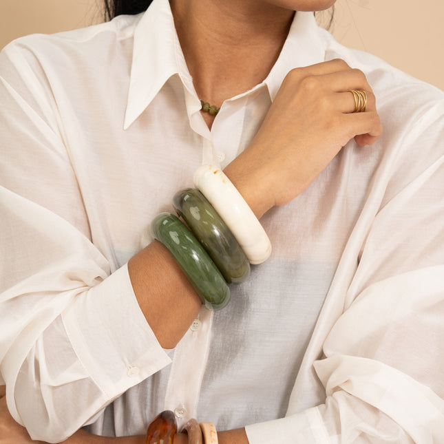 Bracelet Esmée - manchette épaisse fermée en résine