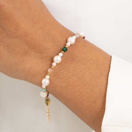 Bracelet on a thread - resin beads, natural stones and stainless steel beads