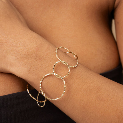 Bracelet - multi-layered textured round rings