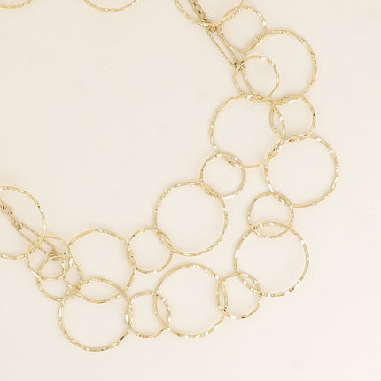 Céria Long Necklace - fine, textured round rings