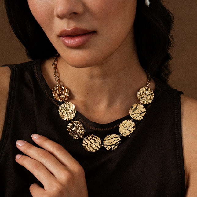 Collier Tessia M - 8 pastilles rondes texturées