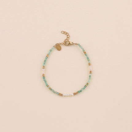 Elion Thread Bracelet - natural stones, small freshwater pearls, and stainless steel beads