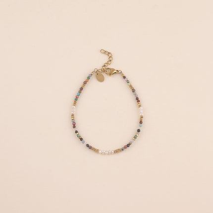 Elion Thread Bracelet - natural stones, small freshwater pearls, and stainless steel beads