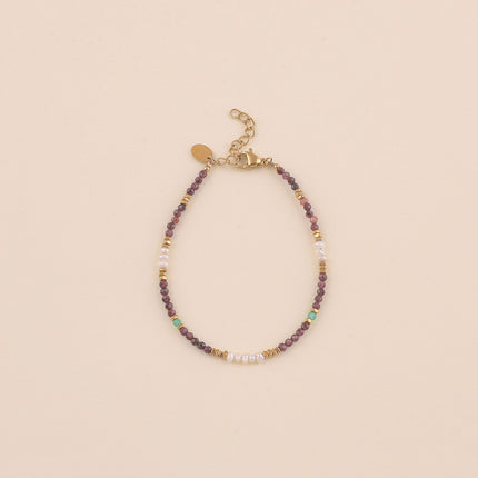 Elion Thread Bracelet - natural stones, small freshwater pearls, and stainless steel beads