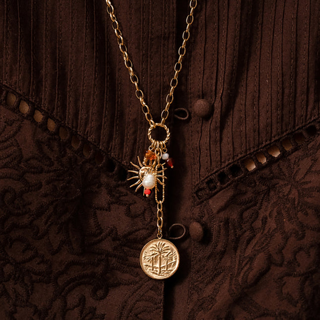 Collier Y Amelya - breloques (Palmier, soleil, perles de résine)
