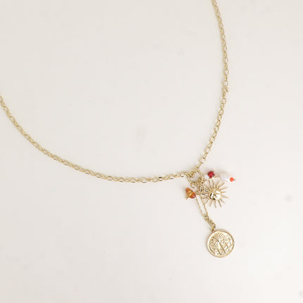 Amelya Y-Necklace - charms (Palm tree, sun, resin beads)
