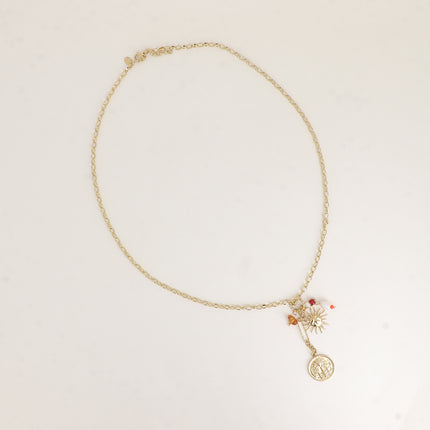Amelya Y-Necklace - charms (Palm tree, sun, resin beads)